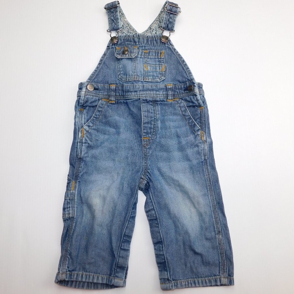 Gap Blue Denim Paisley Lined Overalls Baby girls 18-24 Months 18M 24M